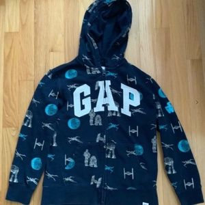 GAP Boy’s Star Wars Hoodie Size 10 L Zip Blue R2 D2 C-3PO